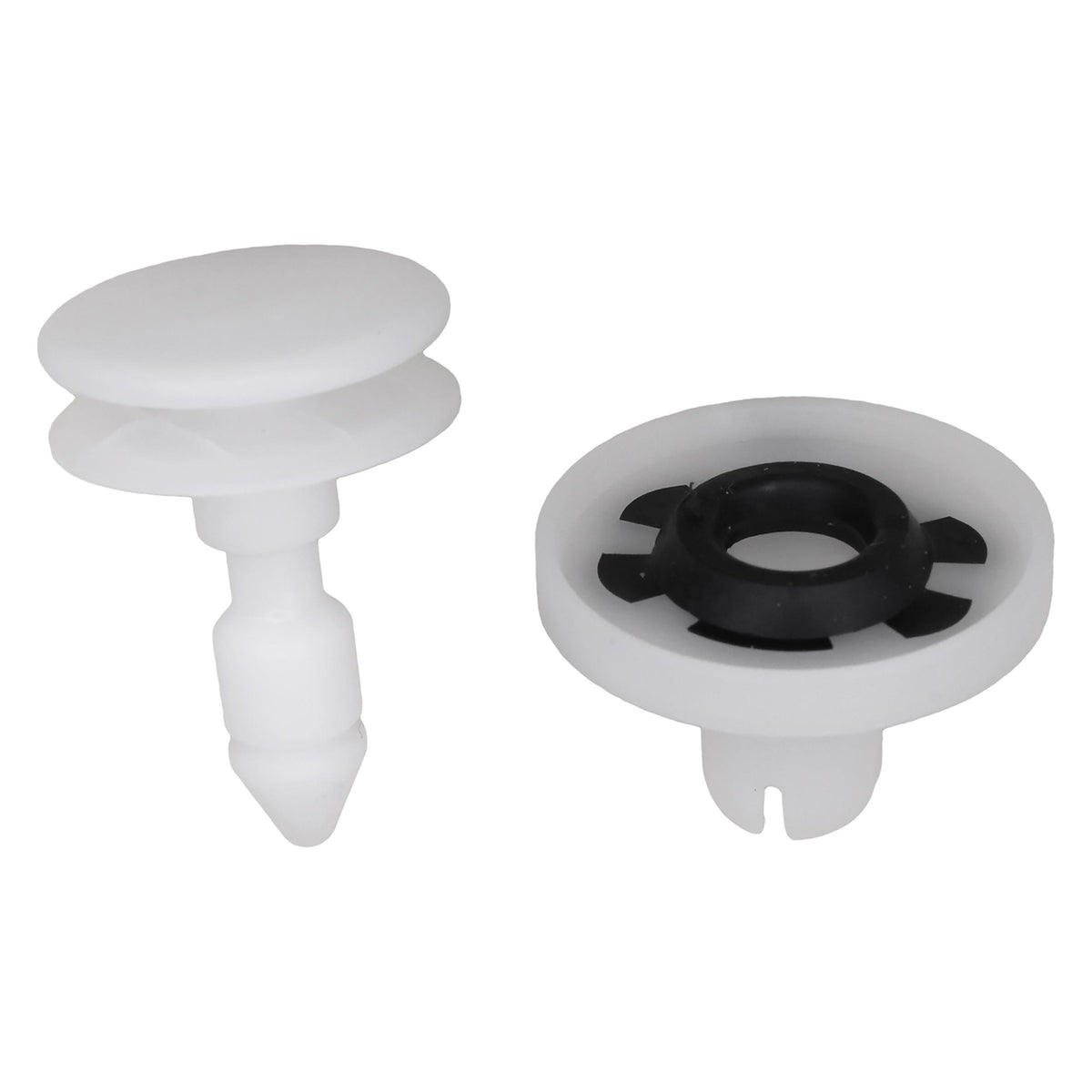 22mm White Nylon Retainer & Grommet Set Door Panel (Pin And Grommet), 19.5mm Head