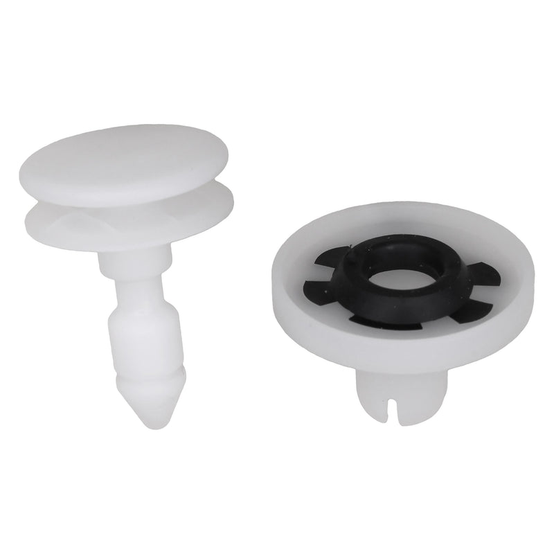 22mm White Nylon Retainer & Grommet Set Door Panel (Pin And Grommet), 19.5mm Head