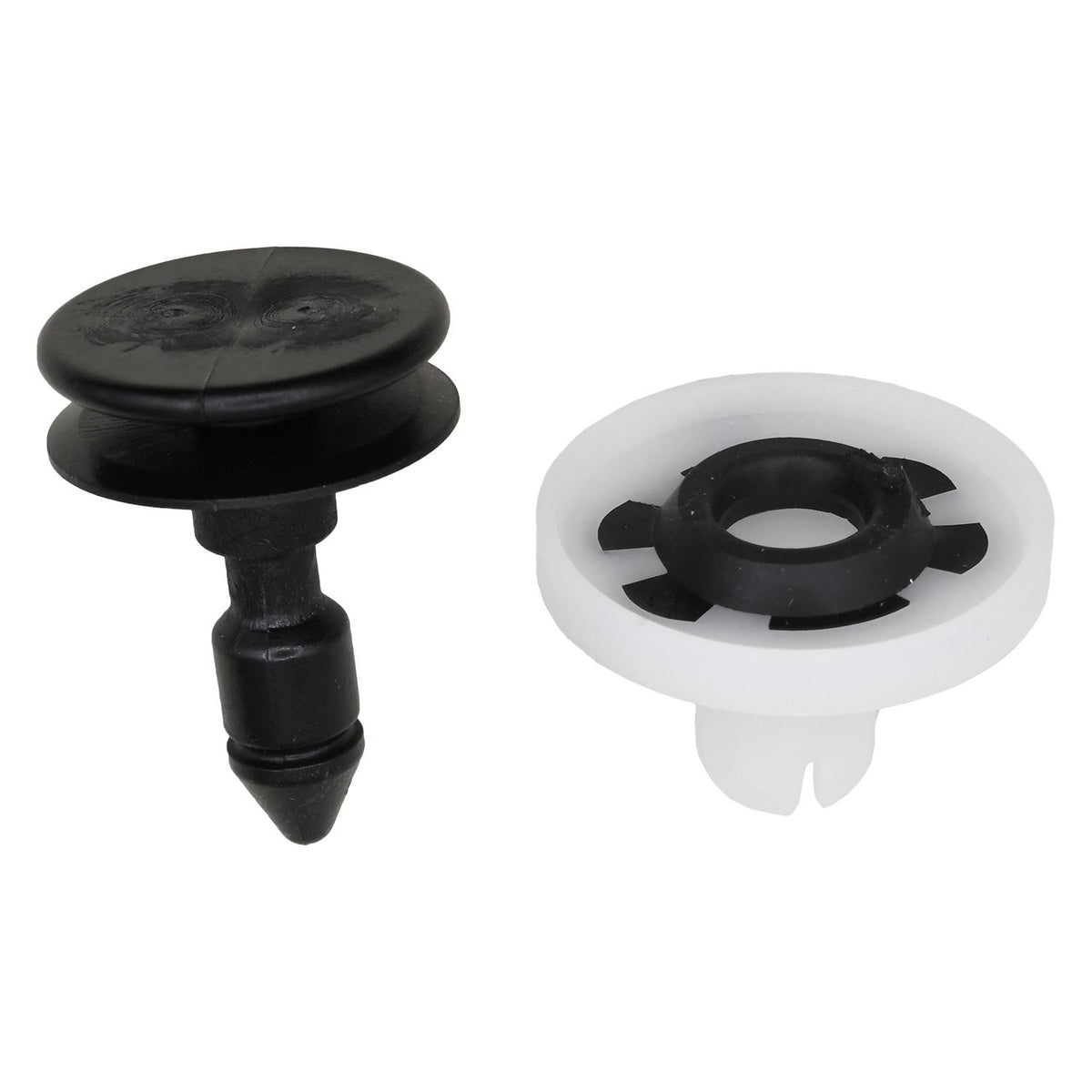 22mm Black & White Nylon Retainer & Grommet Set Door Panel (Pin And Grommet), 19.5mm Head