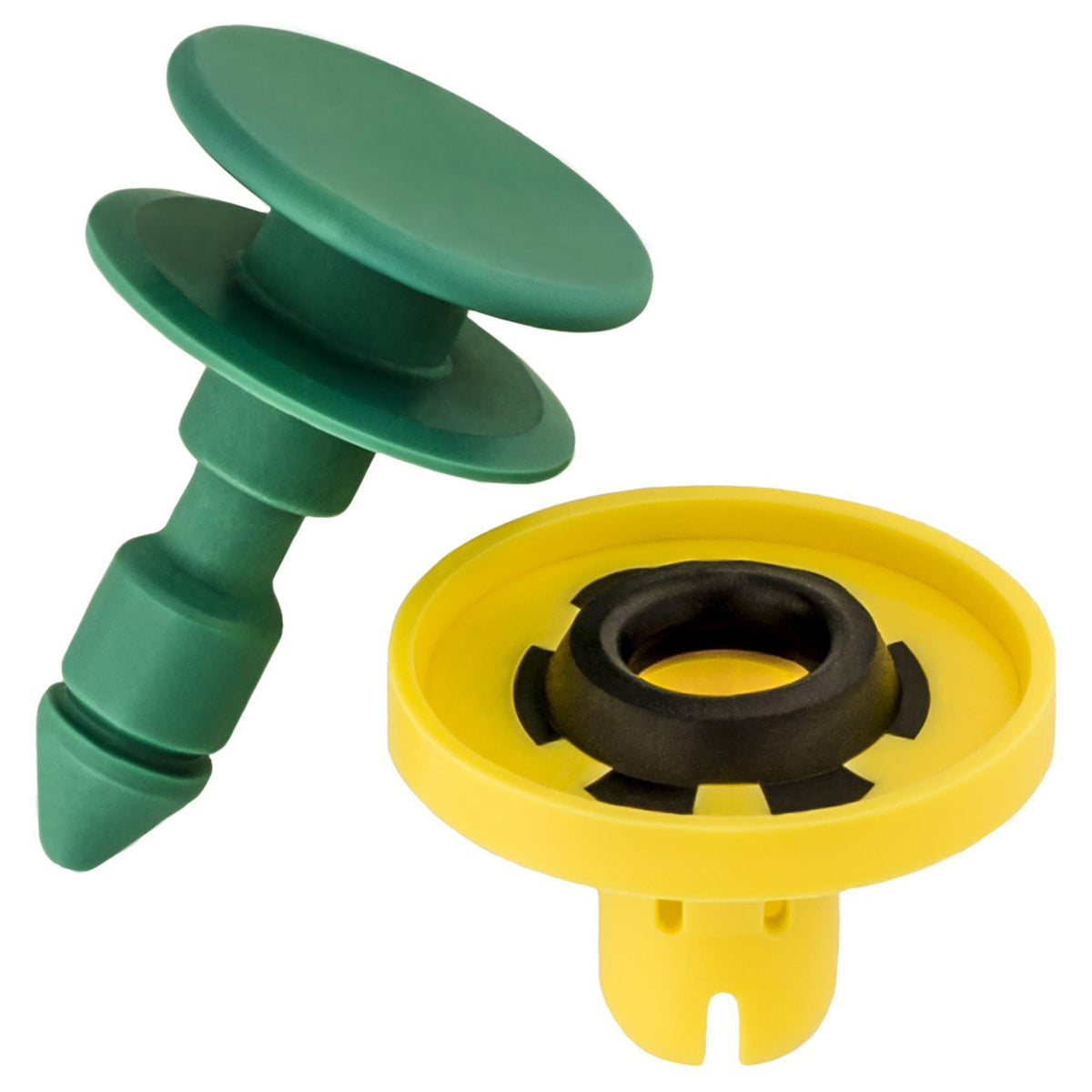 22mm Green & Yellow Nylon Retainer & Grommet Set Door Panel (Pin And Grommet), 19.5mm Head
