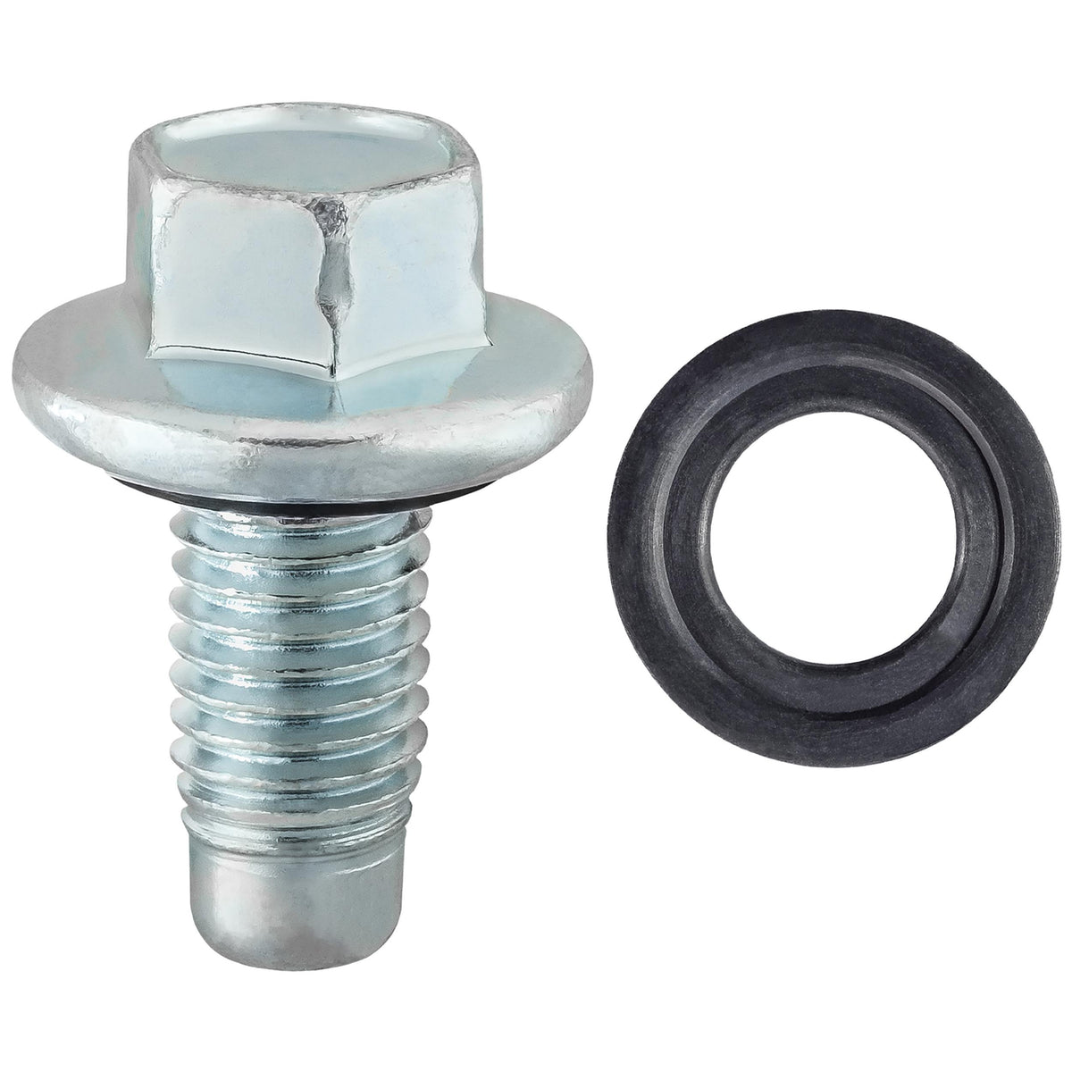 M12-1.75x25mm Rubber Oil Drain Plug with Gasket, Zinc