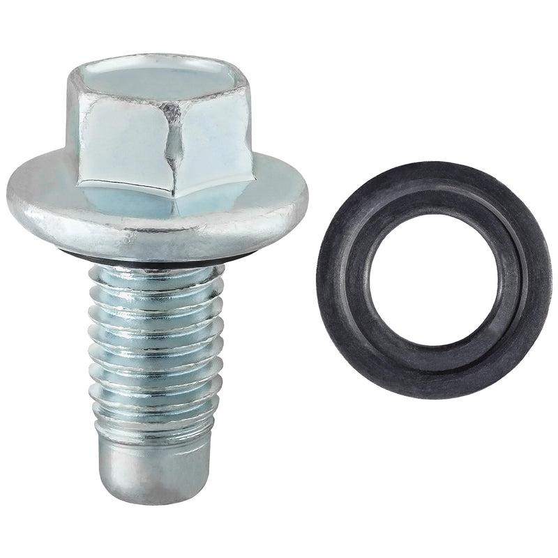 M12-1.75x25mm Rubber Oil Drain Plug with Gasket, Zinc