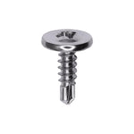 M4.2-1.41x14mm Phillips Pozi Truss Head Washer Teks Screw, Type 2 Self-Drilling Tek, 11mm Washer, Chome