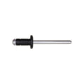 1/4" Specialty Rivet, 1/16"-3/16" Grip, Black Aluminum Body, Steel Mandrel, 1/2" Flange Diam