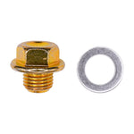 M14-1.5x10mm Oil Drain Plug with Gasket, Yellow Zinc Chromate