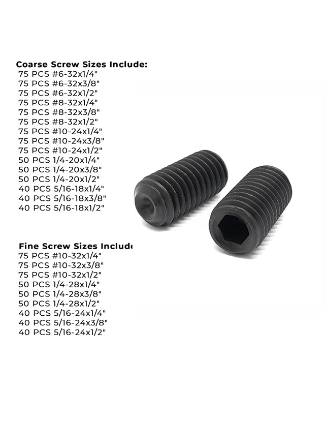 Inch Alloy Steel Cup Point Allen Socket Set Screw Black Oxide - 1441 PCS