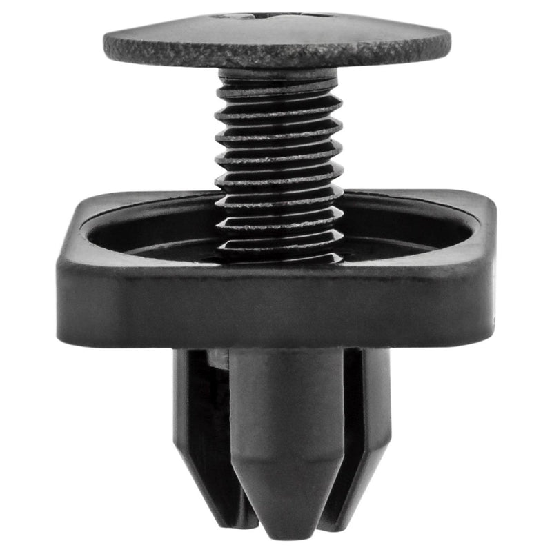 10mmx10mm Black Metal & Nylon Push-Type Front Fender Liner & Engine Cover Screw-Type Retainer, 15.5mm Head