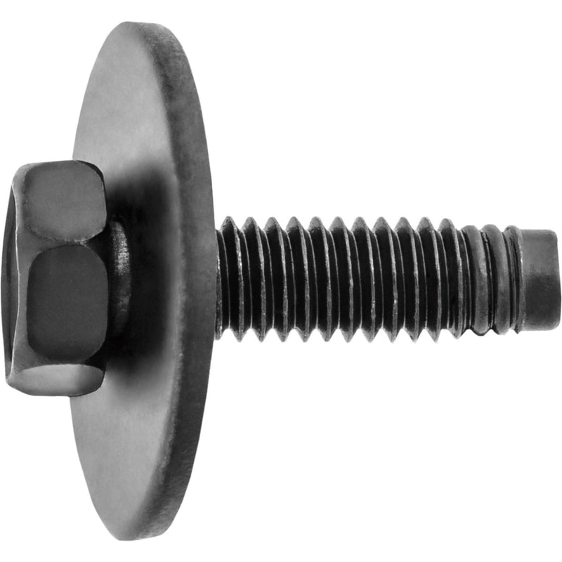 M6-1.0x20mm Hex Head SEMS Body Bolt, 24mm Washer, Black Zinc
