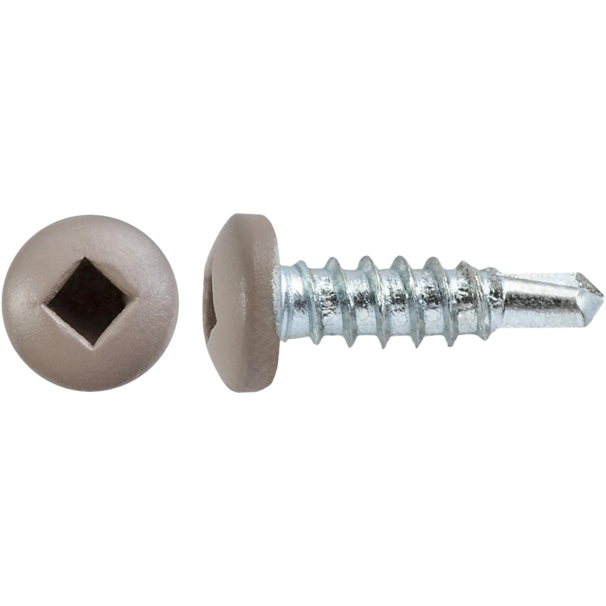 #6x1/2" Square Pan Head Self-Drilling Tek Tan Painted RV Screws, Teks, Zinc