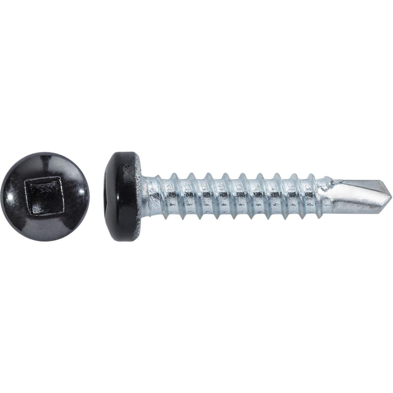 #6x3/4" Square Pan Head Self-Drilling Tek Painted RV Screws, Teks, Zinc, Black Head