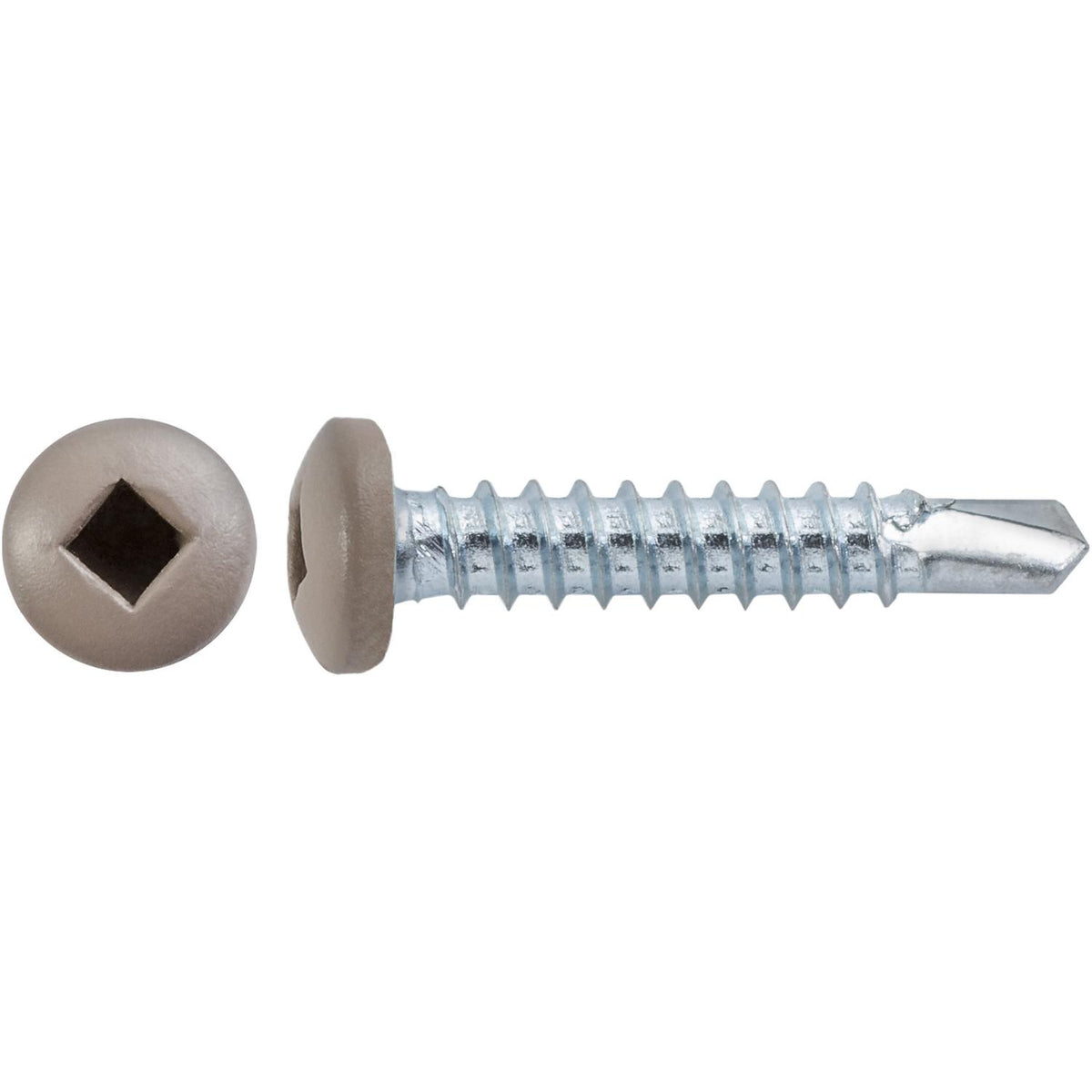 #6x3/4" Square Pan Head Self-Drilling Tek Tan Painted RV Screws, Teks, Zinc