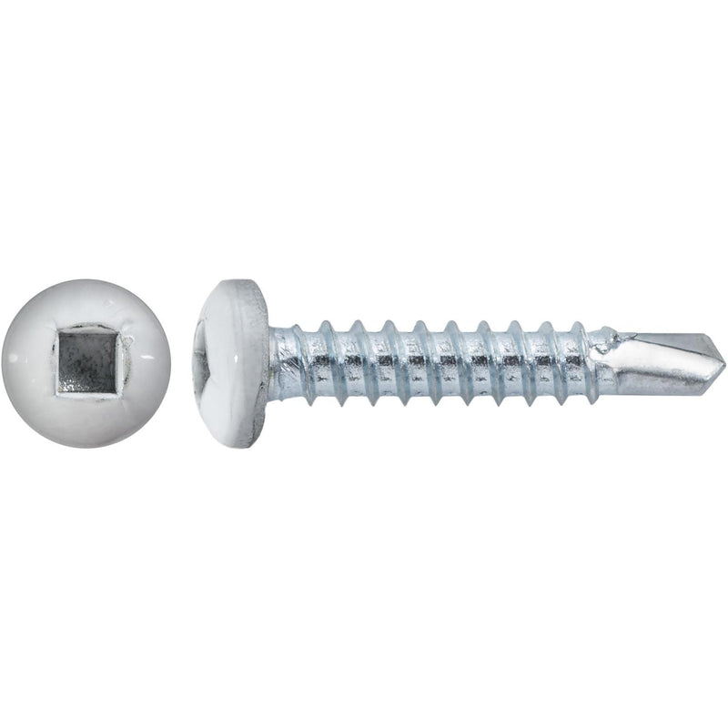 #6x3/4" Square Pan Head Self-Drilling Tek Painted RV Screws, Teks, Zinc, White Head