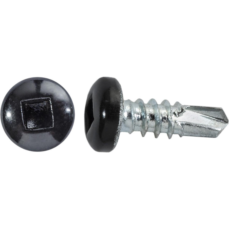 #8x1/2" Square Pan Head Self-Drilling Tek Painted RV Screws, Teks, Zinc, Black Head