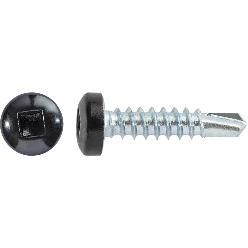 #8x3/4" Square Pan Head Self-Drilling Tek Painted RV Screws, Teks, Zinc, Black Head