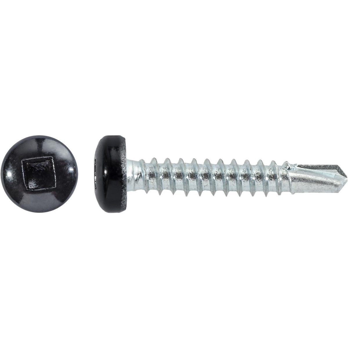 #8x1" Square Pan Head Self-Drilling Tek Painted RV Screws, Teks, Zinc, Black Head
