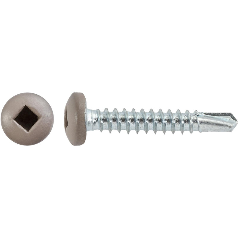 #8x1" Square Pan Head Self-Drilling Tek Tan Painted RV Screws, Teks, Zinc