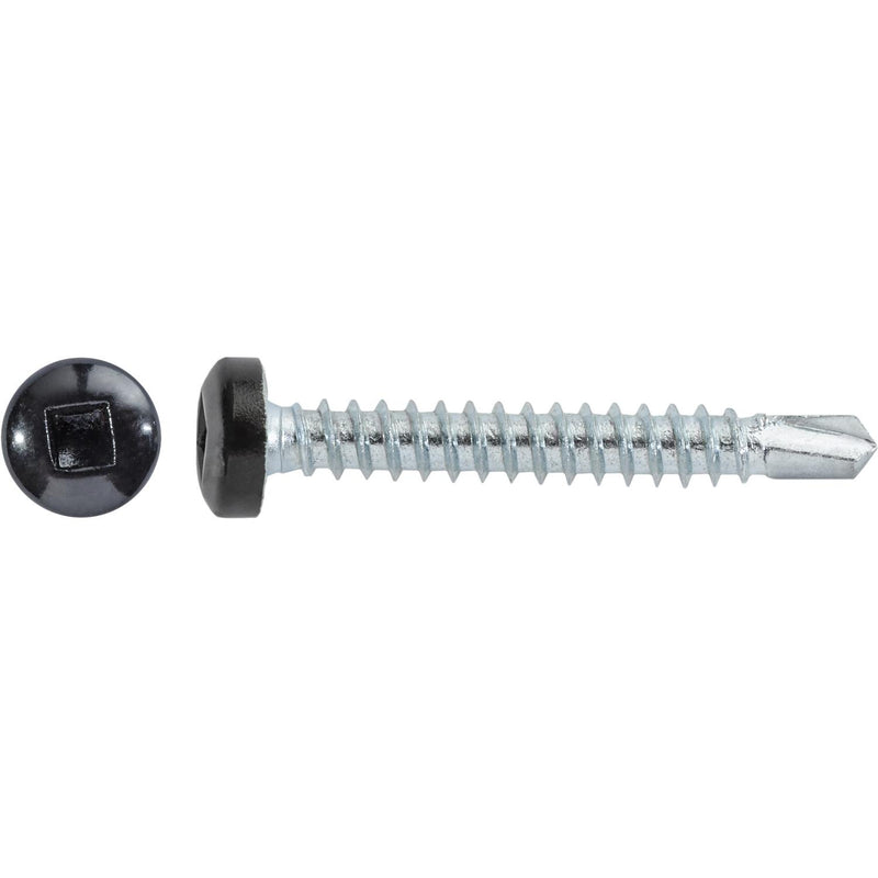 #8x1-1/4" Square Pan Head Self-Drilling Tek Painted RV Screws, Teks, Zinc, Black Head