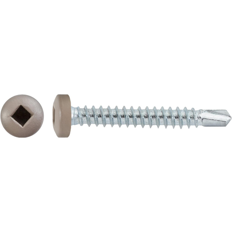 #8x1-1/4" Square Pan Head Self-Drilling Tek Tan Painted RV Screws, Teks, Zinc