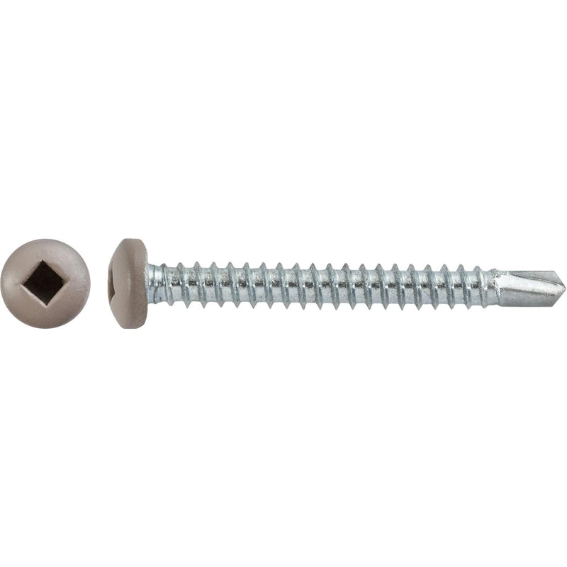 #8x1-1/2" Square Pan Head Self-Drilling Tek Tan Painted RV Screws, Teks, Zinc