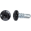 #10x1/2" Square Pan Head Self-Drilling Tek Painted RV Screws, Teks, Zinc, Black Head