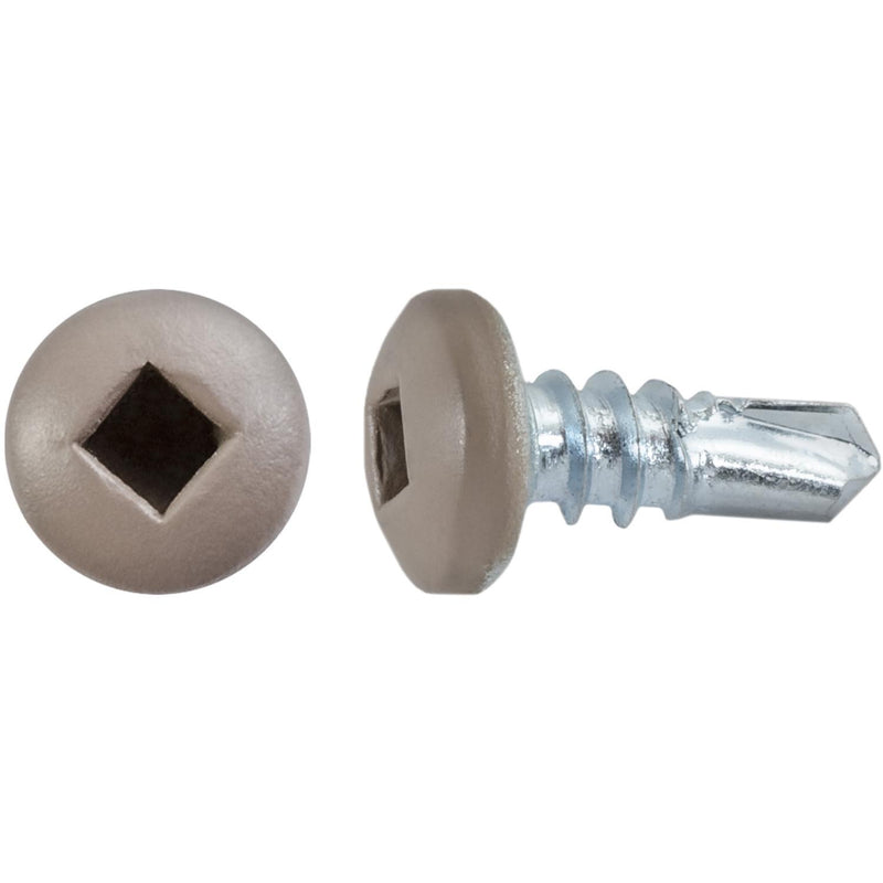 #10x1/2" Square Pan Head Self-Drilling Tek Tan Painted RV Screws, Teks, Zinc