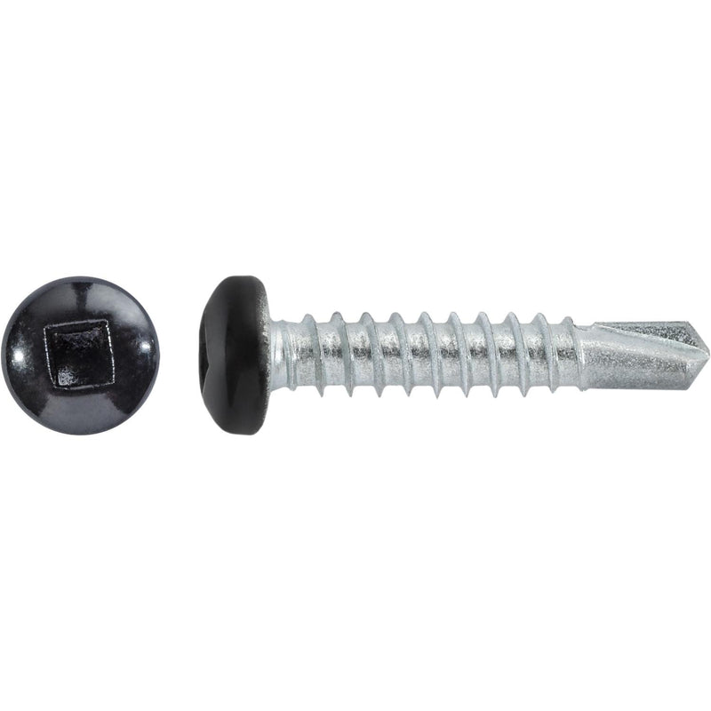 #10x1" Square Pan Head Self-Drilling Tek Painted RV Screws, Teks, Zinc, Black Head