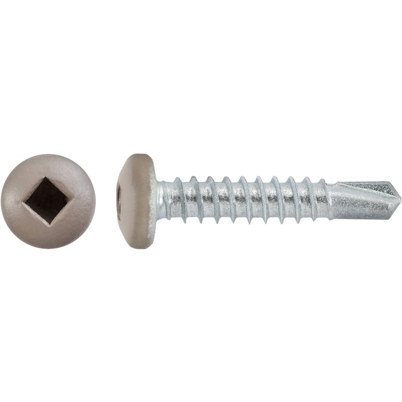 #10x1" Square Pan Head Self-Drilling Tek Tan Painted RV Screws, Teks, Zinc