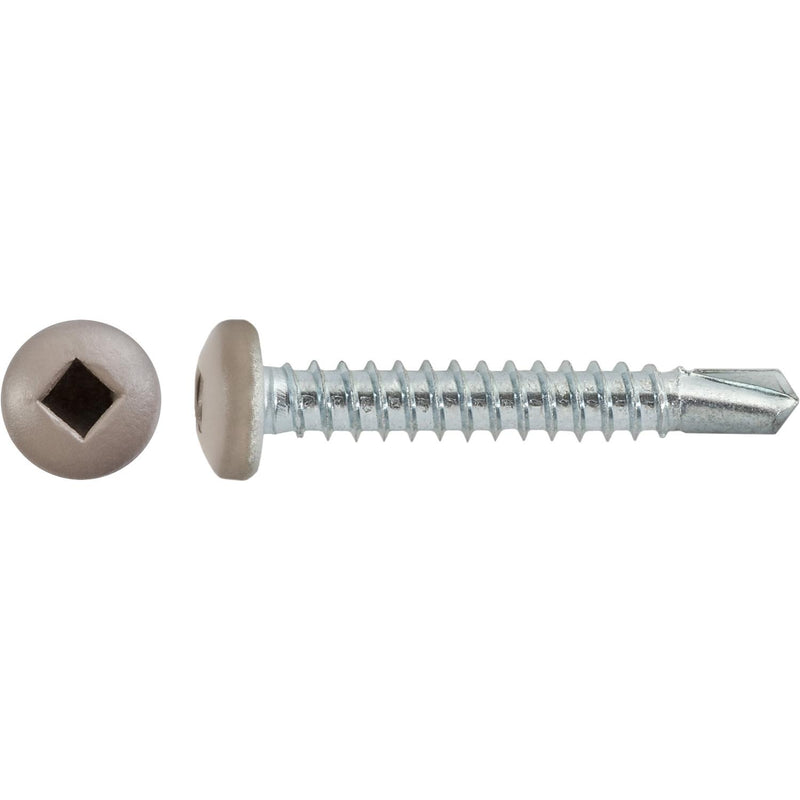#10x1-1/4" Square Pan Head Self-Drilling Tek Tan Painted RV Screws, Teks, Zinc