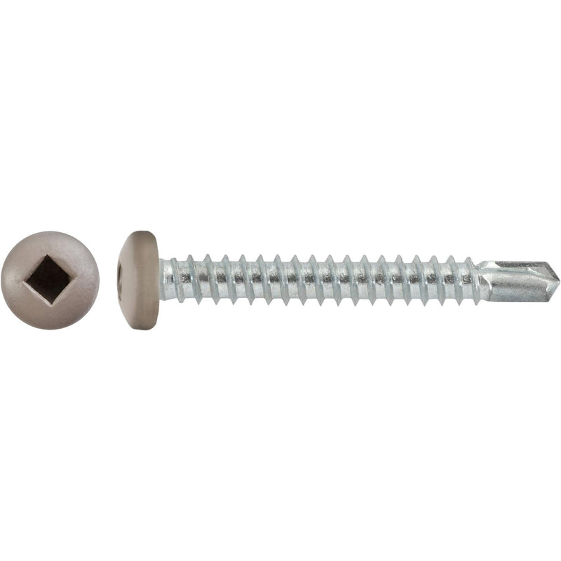 #10x1-1/2" Square Pan Head Self-Drilling Tek Tan Painted RV Screws, Teks, Zinc