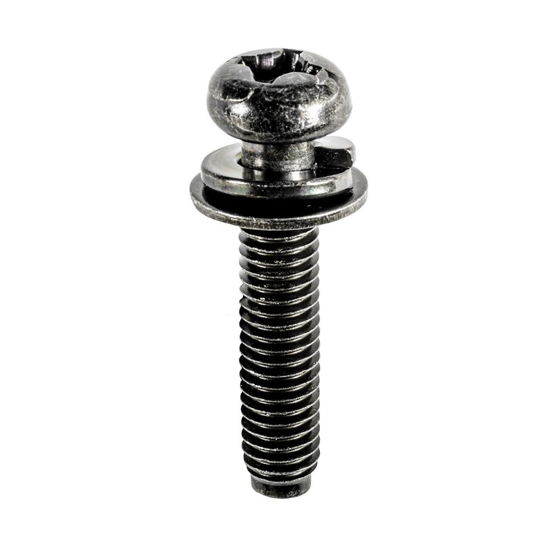 M6-1.0x29mm Philips Round Head Phillips License Plate Screw, Black Zinc