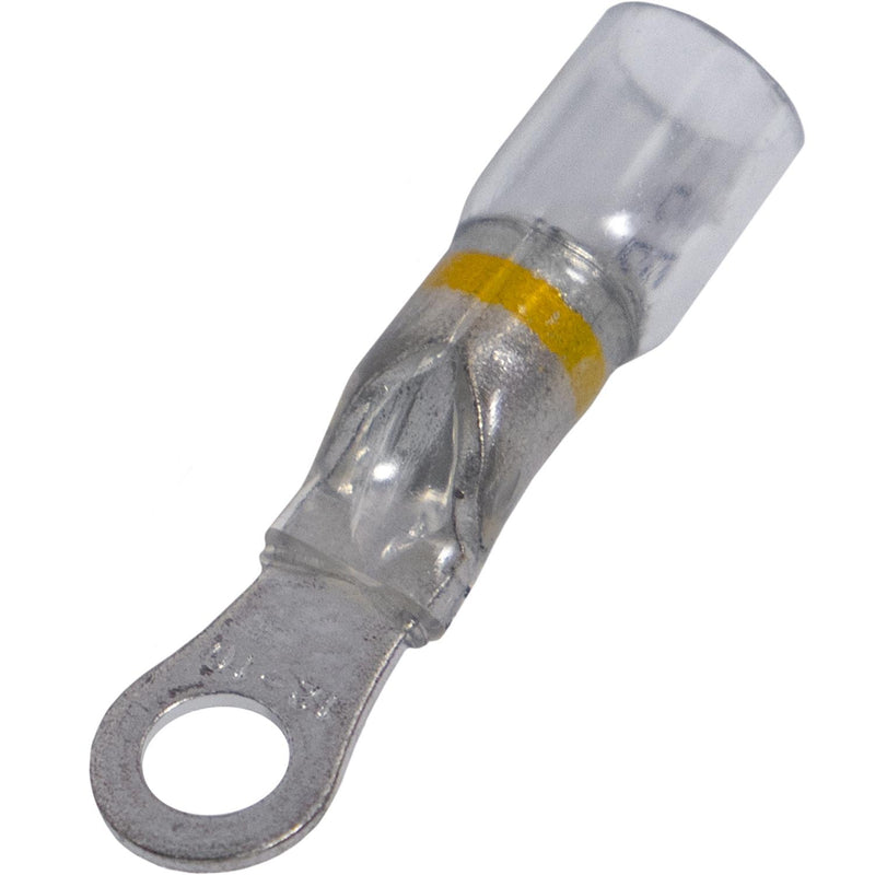 #12-10 Clear with Yellow Stripe Ring Terminal Crystal Seal 12-10 Awg Stud, 10 & 12 Gauge, Crystal Clear