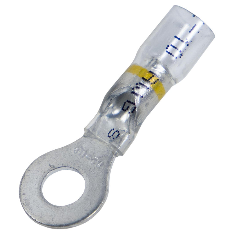 #12-10 Clear with Yellow Stripe Ring Terminal Crystal Seal 12-10 Awg Stud, 10 & 12 Gauge, 1/4"