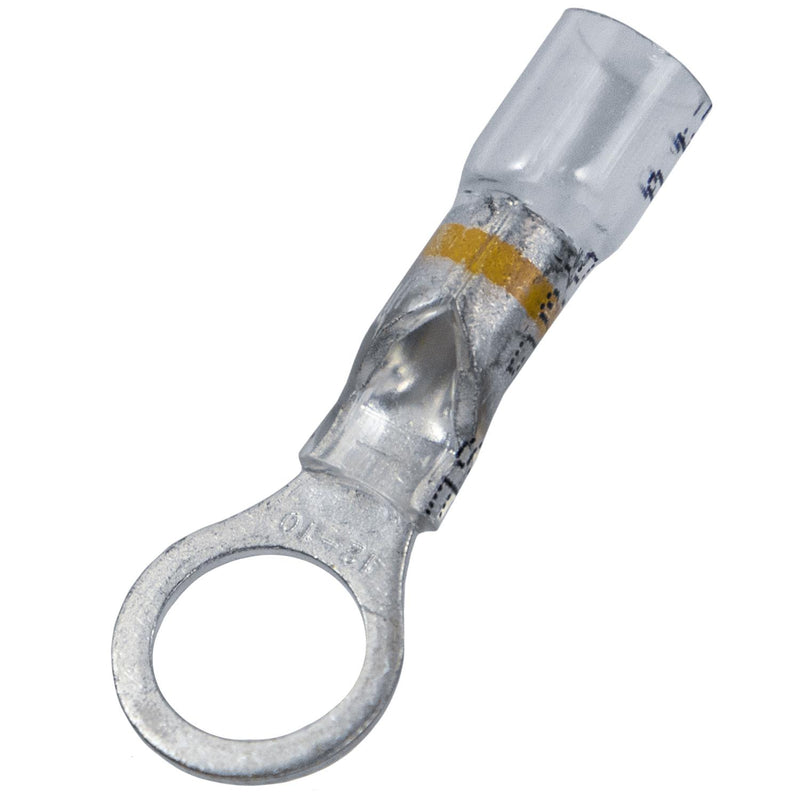 #12-10 Clear with Yellow Stripe Ring Terminal Crystal Seal 12-10 Awg Stud, 10 & 12 Gauge, 3/8"