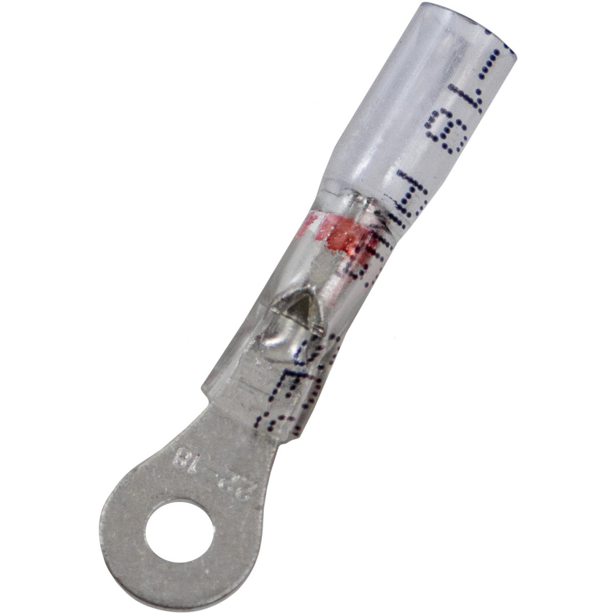 #22-18 Clear with Red Stripe Crystal Seal Ring Terminals 22-18 Awg Stud, 22 to 18 Gauge, #6