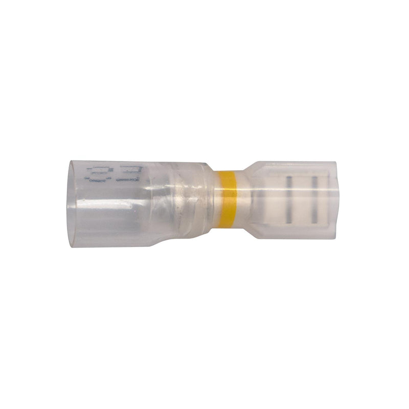 #12-10 Clear with Yellow Stripe Female Disconnect Crystal Seal Fully-Insulated Awg Banded, 10 & 12 Gauge, 0.032" Thick
