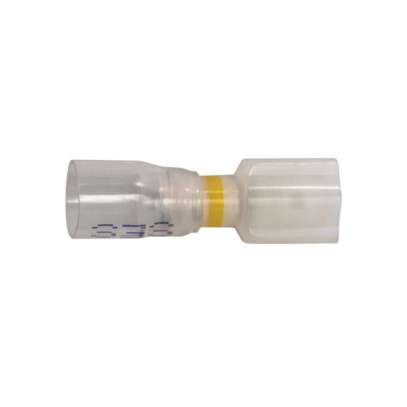 #12-10 Clear with Yellow Stripe Male Disconnect Crystal Seal Fully-Insulated Awg Banded, 10 & 12 Gauge, 0.032" Thick