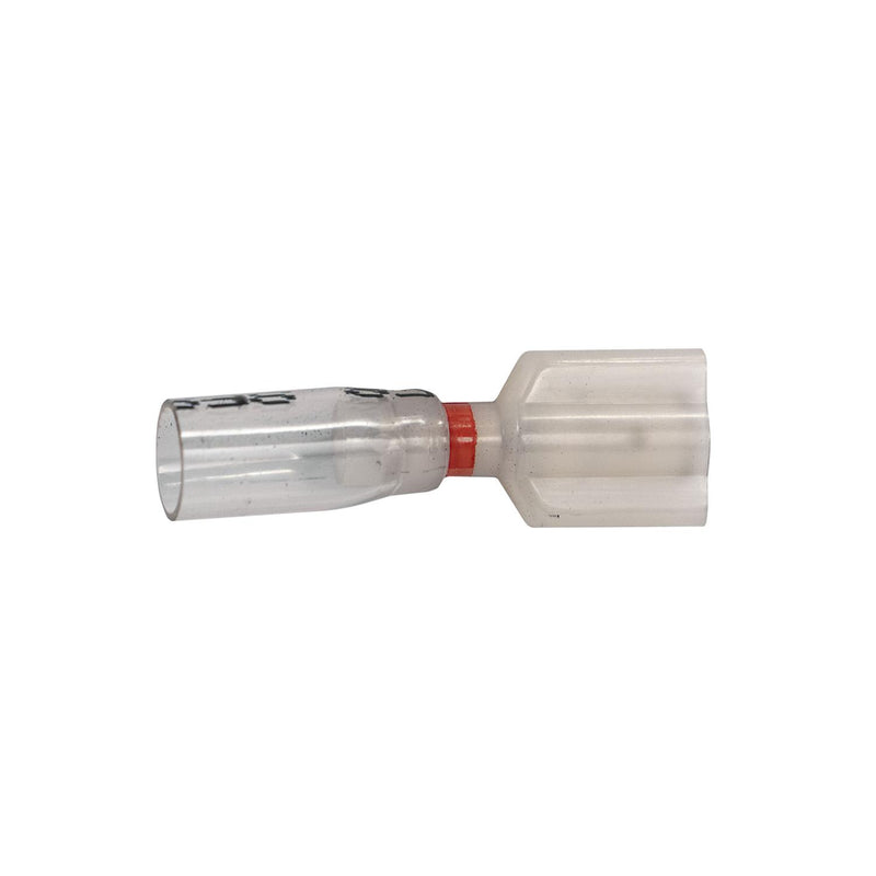 #22-18 Clear with Red Stripe Male Disconnect Crystal Seal Fully-Insulated Awg Banded Red, 22 to 18 Gauge, 0.032" Thick