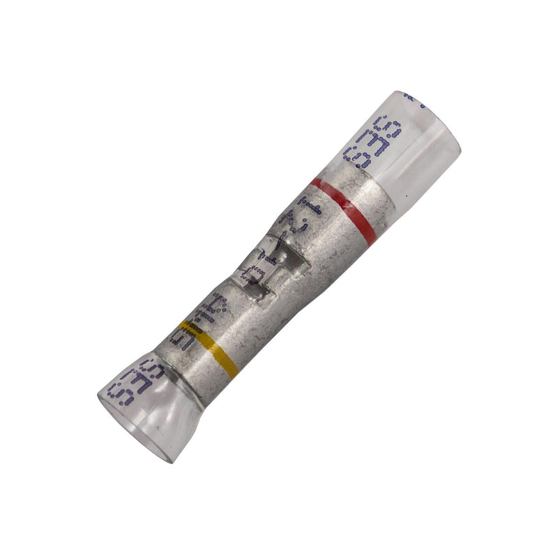 #12-10 Clear with Yellow & Red Stripe Step-Down Butt Connector Crystal Stepdown 12-10 Awg To 8 Awg, 12 to 10 to 8 Step Down Gauge