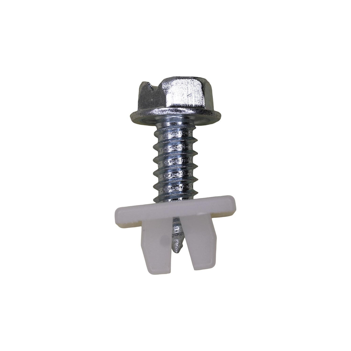 #14x3/4" Slotted Hex Head Flange Washer License Plate Screw & Nut Kit, Type A/AB, 1/2" Washer, Zinc, 0.625" Head Size