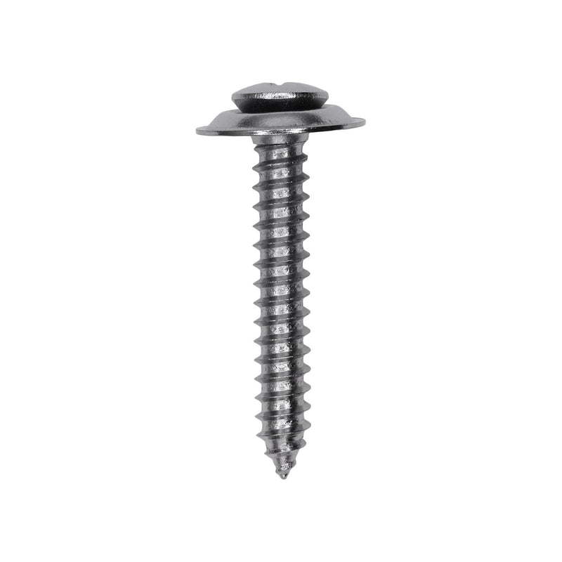 #10x1-1/4" Phillips Oval Head SEMS Tapping Screw Countersunk Washer, Type A/AB, Chrome