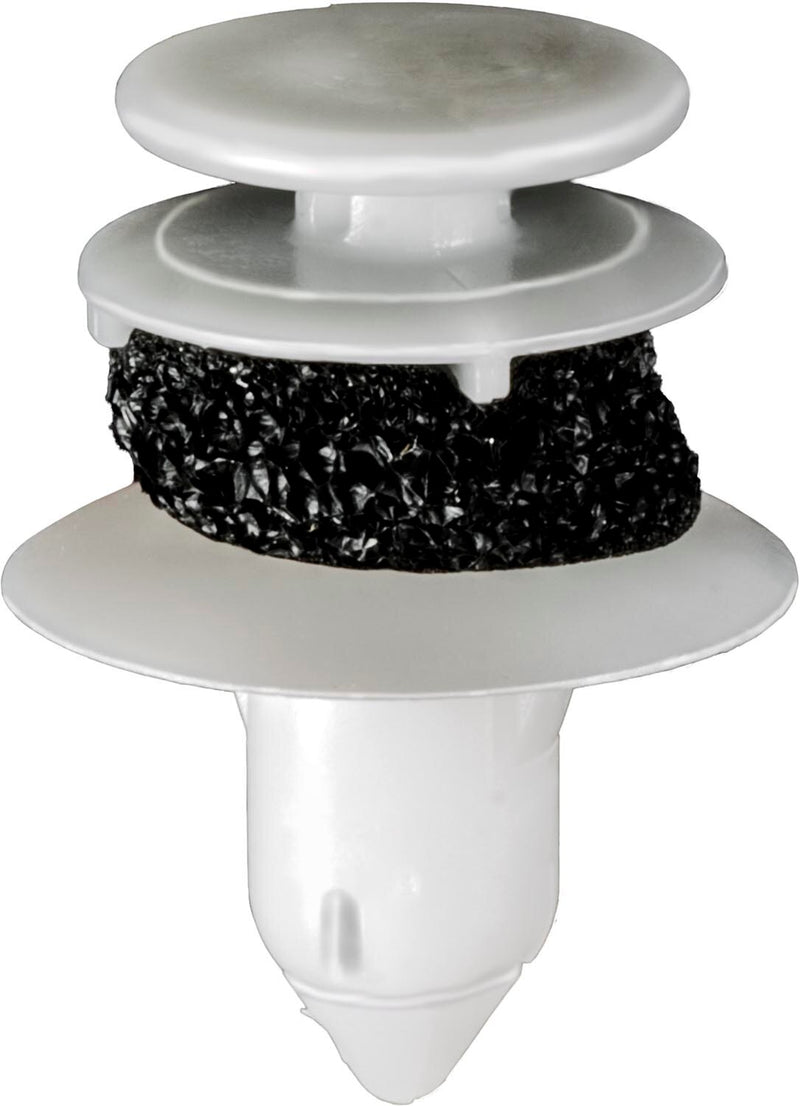 9mmx15mm White Nylon Trim Panel Retainer with Sealer, 22mm Head, 0.66mm - 1.91mm Panel Range