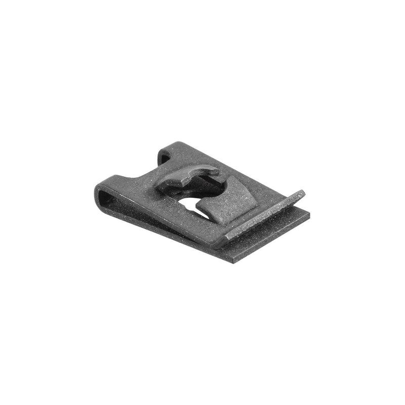 #8 Spring Type U-Nut Screw, Panel 0.045-0.062", Black, 0.437" Overall Width, 0.320" Ctr Hole Edge