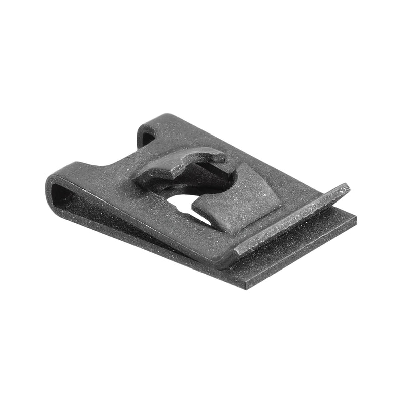 #8 Spring Type U-Nut Screw, Panel 0.045-0.062", Black, 0.437" Overall Width, 0.320" Ctr Hole Edge