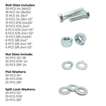 Assortment Kit #584 (465Pcs.) - FINE Grade 5 Hex Cap Screws, FINE Nuts, Washers Zinc w/ 18 Plastic Bin