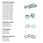 Assortment Kit #587 (465Pcs.) Metric Class 10.9 Hex Cap Screws Bolts Nuts Washers w/ 18 Hole Plastic Bin