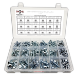 Assortment Kit #588 (231Pcs.) Grade 5 Serrated Flange Screws & Hardened Serrated Flange Nuts - Zinc Plated