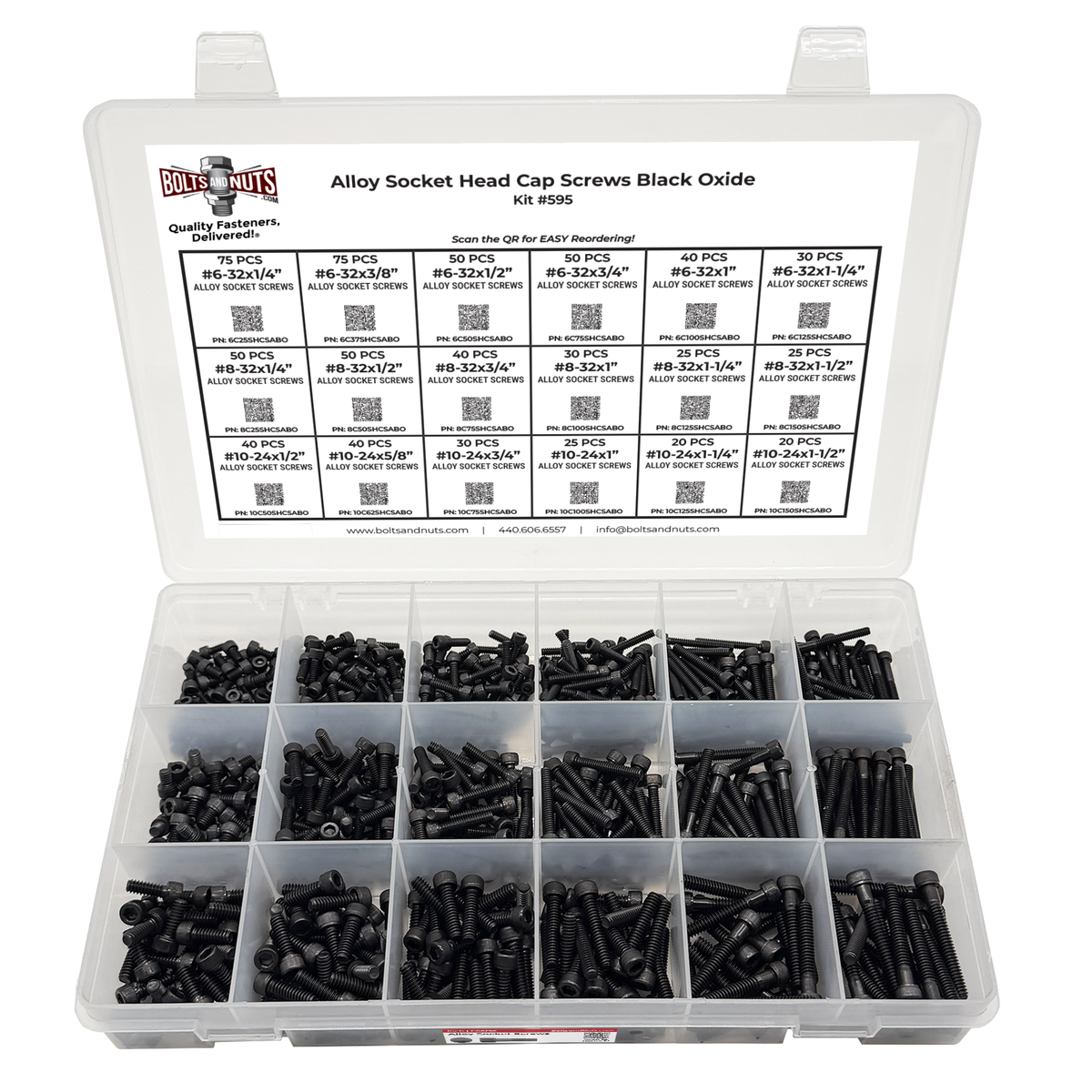 Small Socket Screws Assortment Kit #595 (716Pcs.) Small Alloy Socket Head Cap Screws Black ...