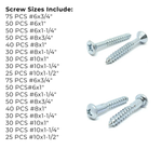 Assortment Kit #597 (761Pcs.) Phillips Flat & Round Wood Screws Zinc