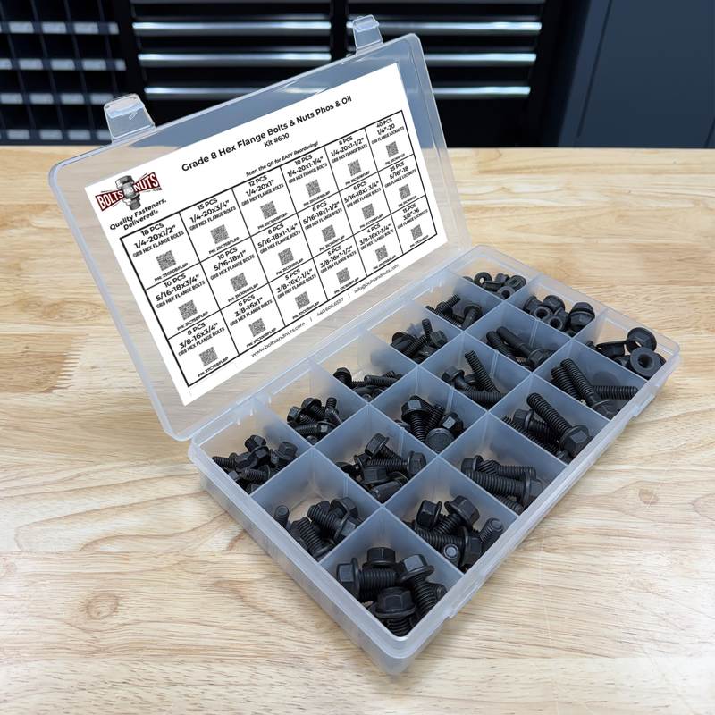 Assortment Kit #600 (212Pcs.) Grade 8 Flange Bolt & Nut Assortment