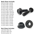 Assortment Kit #602 (224Pcs.) DIN Grade 10.9 Metric Flange Screws & Class 10 Flange Locknuts - Phos & Oil Finish